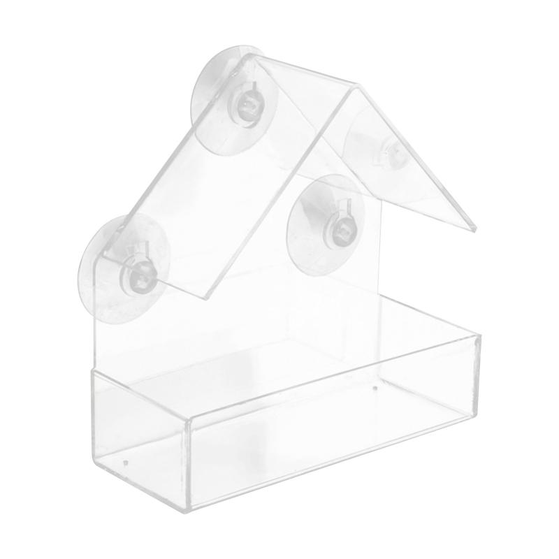 Other Bird Supplies Feeders Clear Glass Window Viewing Feeder El Table Seed Peanut Hanging Suction Alimentador Adsorption House Supply