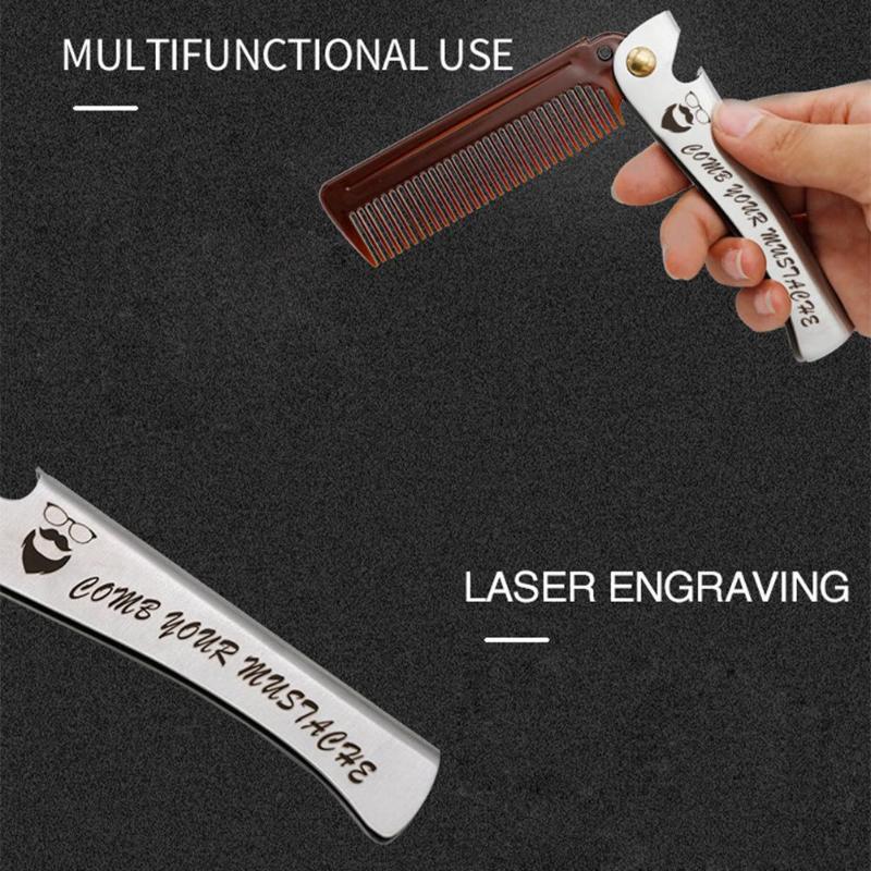 Hair Brushes Folding Steel Combs For Men Oil Head Portable Beard Styling Product Anti Static Effect Foldable Comb
