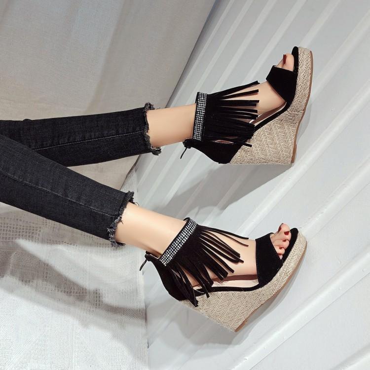 Dress Shoes 2021 Korean Version Fish Mouth Slope Heel High Thick Soled Muffin Sandals Women's Summer British Romantic Su Women, Black
Dress Shoes 2021 Korean Version Fish Mouth Slope Heel High Thick Soled Muffin Sandals Women's Summer British Romantic Su Women, Black