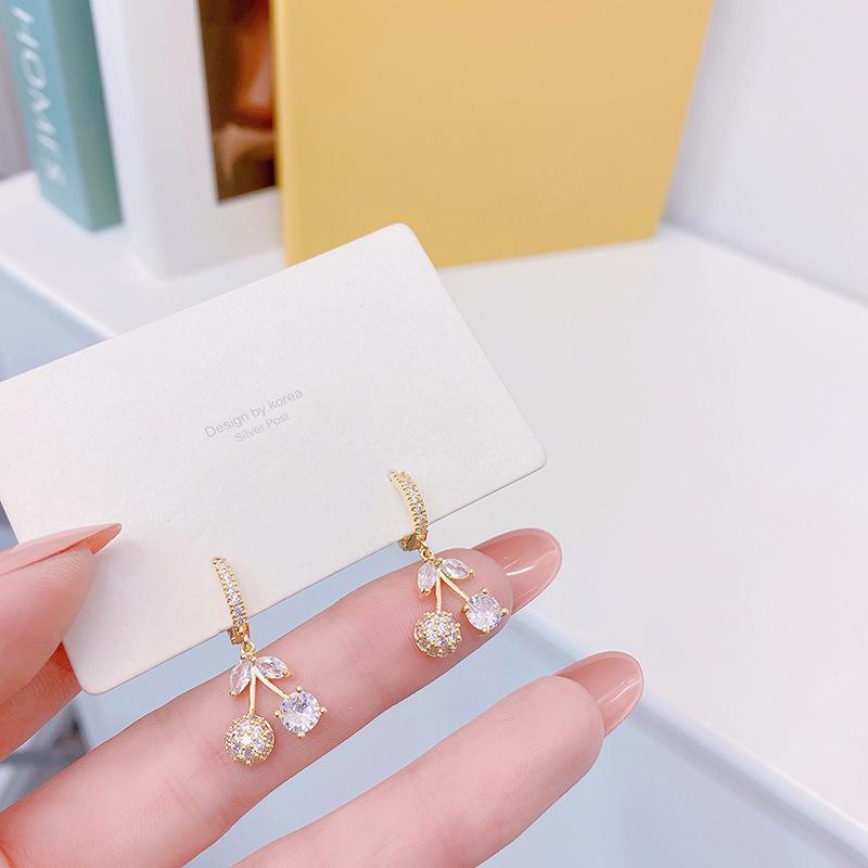 Dangle & Chandelier Ins Exquisite CZ Cherry Pendant Women Earring Shine Zircon 14K Real Gold Bohemia Stud Wedding Birthday Gift, Silver
Dangle & Chandelier Ins Exquisite CZ Cherry Pendant Women Earring Shine Zircon 14K Real Gold Bohemia Stud Wedding Birthday Gift, Silver