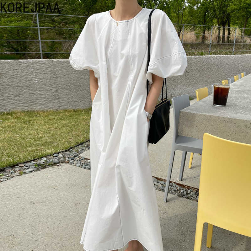 Korejpaa Women Dress Korea Chic Simple Casual Joker Solid Color O Neck Bright Line Design Loose Double Pocket Vestido 210526, Black
Korejpaa Women Dress Korea Chic Simple Casual Joker Solid Color O Neck Bright Line Design Loose Double Pocket Vestido 210526, Black