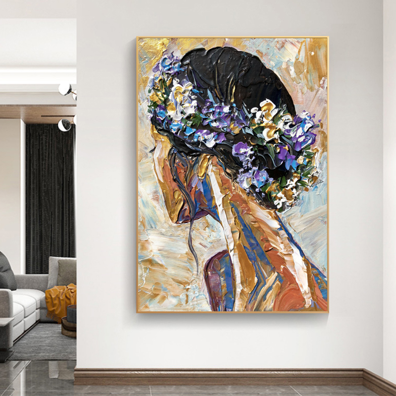 Girl With Flower Poster Wall Art Pictures For Living Room Modern Home Decor Woman Prints Canvas Painting NO FRAME