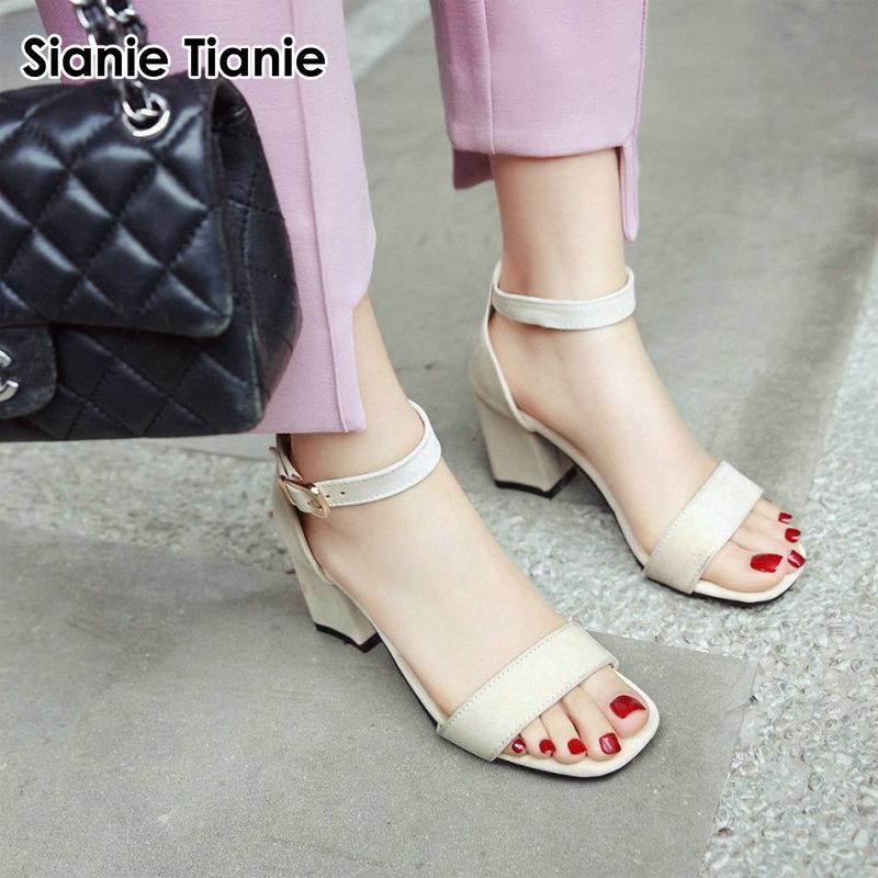 Sianie Tianie Ankle Strap Open Toe Solid Color Woman Sandals Block High Heels Buckle Fashion Women Summer Shoes Big Size 42 43, Black
Sianie Tianie Ankle Strap Open Toe Solid Color Woman Sandals Block High Heels Buckle Fashion Women Summer Shoes Big Size 42 43, Black