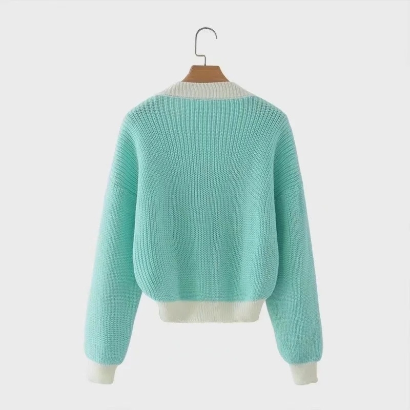 Autumn Sweaters women pullovers jumer winter women's wear loose knitwear color lazy V neck Vintage oversized sweater 210508