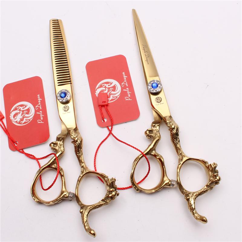 Hair Scissors 6.0" 17.5cm JP 440C Purple Dragon Gold Hairdresser's Thinning Cutting Shears Handle Z9003
Hair Scissors 6.0" 17.5cm JP 440C Purple Dragon Gold Hairdresser's Thinning Cutting Shears Handle Z9003
