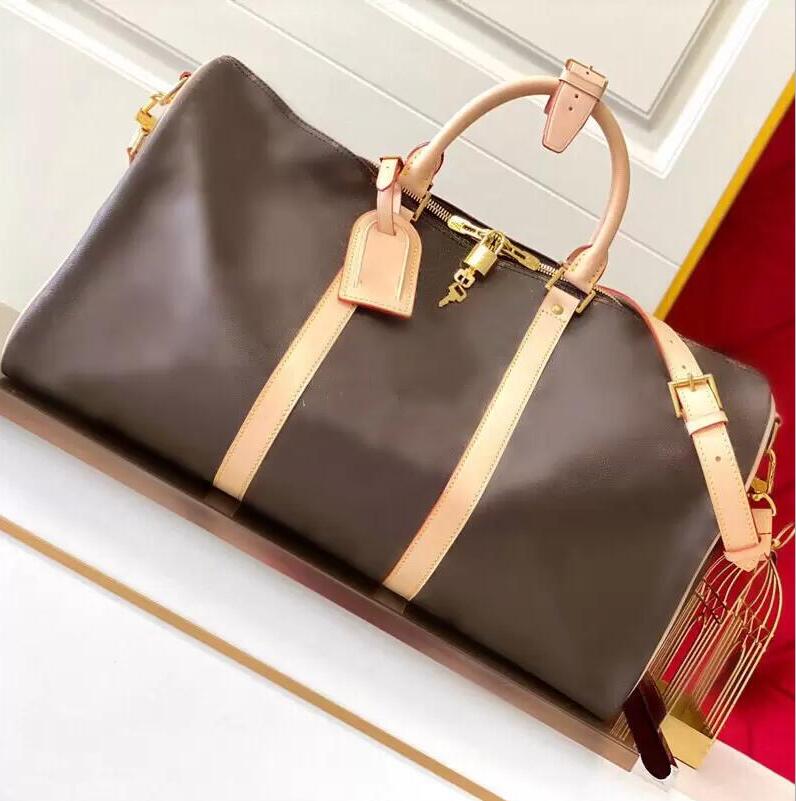 Large capacity 50 55cm duffel bags Genuine Leather women travel handbag luxurys designers shoulder bag for men sport outdoor packs classic suitcase luggage от DHgate WW