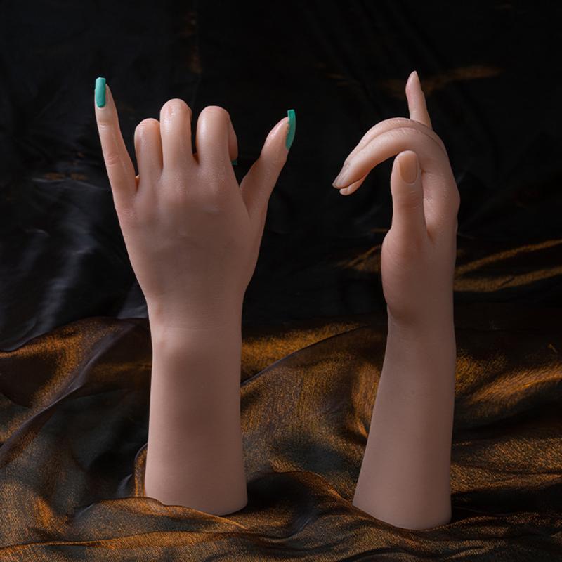 False Nails Train Silicone Practice Hand Mannequin Bendable Movable For Acrylic Fingers Fake Display Hands