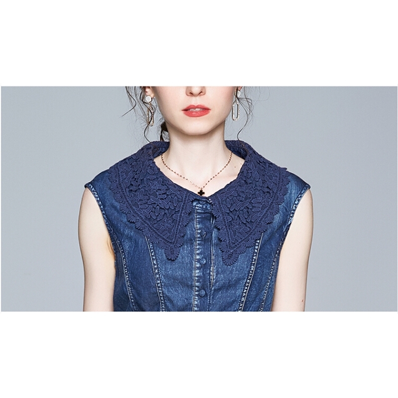 Fashion Women Summer Elegant Denim Dress Femme Vintage Dot Patchwork Runway Sleeveless Long Vestidos 210520