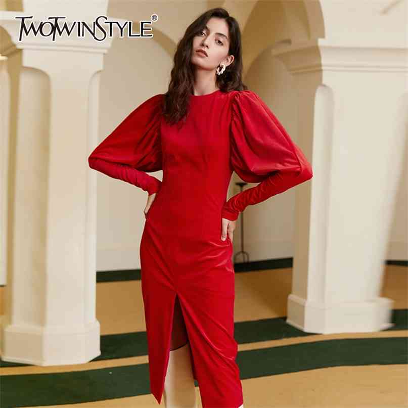 Vintage Dress For Women O Neck Puff Long Sleeve High Waist Front Slit Midi Slip Dresses Female Autumn Fashion 210520, Red
Vintage Dress For Women O Neck Puff Long Sleeve High Waist Front Slit Midi Slip Dresses Female Autumn Fashion 210520, Red