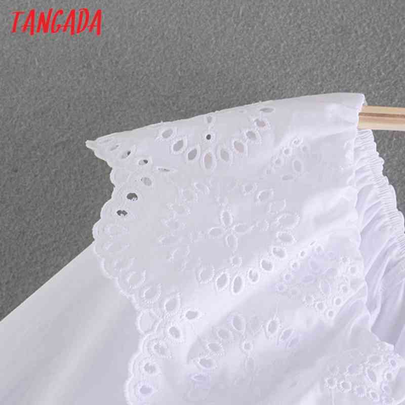 Women Ruffles Embroidery Romantic Off Shoulder Crop Blouse Long Sleeve Chic Female Shirt Tops 5Z94 210416