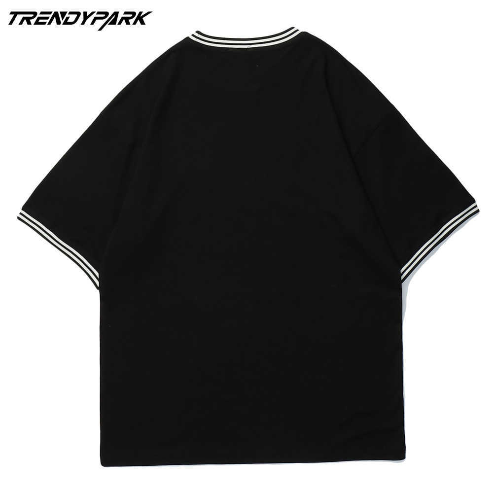 Men's T-shirt Summer Short Sleeve Checked Heart Printed Oversize Cotton Casual Harajuku Streetwear Top Tshirts Clothing 210601