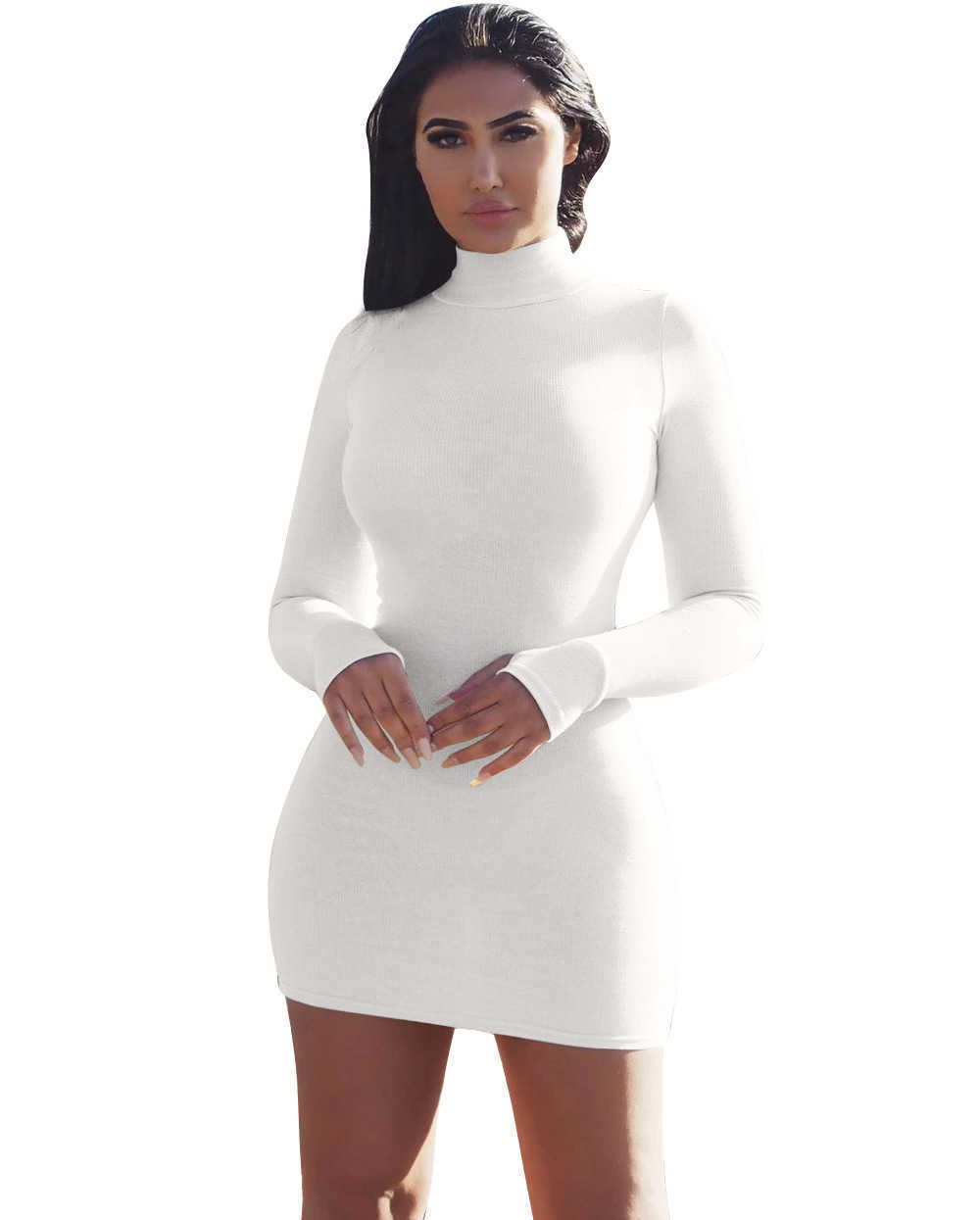 Designer Pink dresses Women Autumn Winter Long Sleeve Turtleneck Sexy Bodycon Midi Casual Sheath Party Club