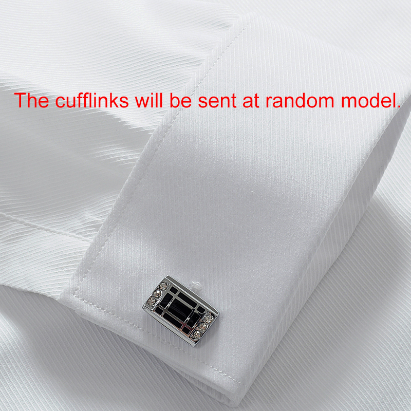 French Cuff Mens Formal Business Dress Shirt Solid Male Party Wedding Tuxedo Shirts with Cufflinks 220304