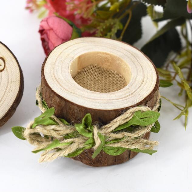 Rings Pillows Retro rural log wood ring box proposal engagement wedding decorations