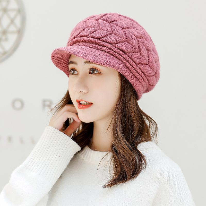 Berets Hats For Women Fashion Pure Color Temperament All-match Fur Hat Knitted Woolen Cap Autumn And Winter Warm Caps, Black
Berets Hats For Women Fashion Pure Color Temperament All-match Fur Hat Knitted Woolen Cap Autumn And Winter Warm Caps, Black