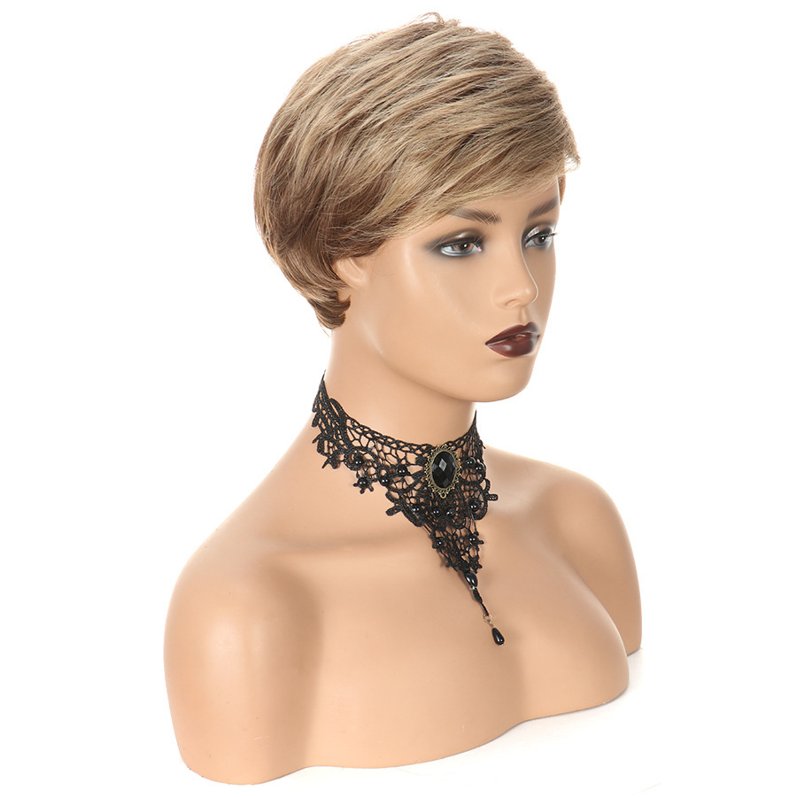 Charming Short Striaght Mixed Blond Synthetic wig women's Hair wigs for life Cosplay