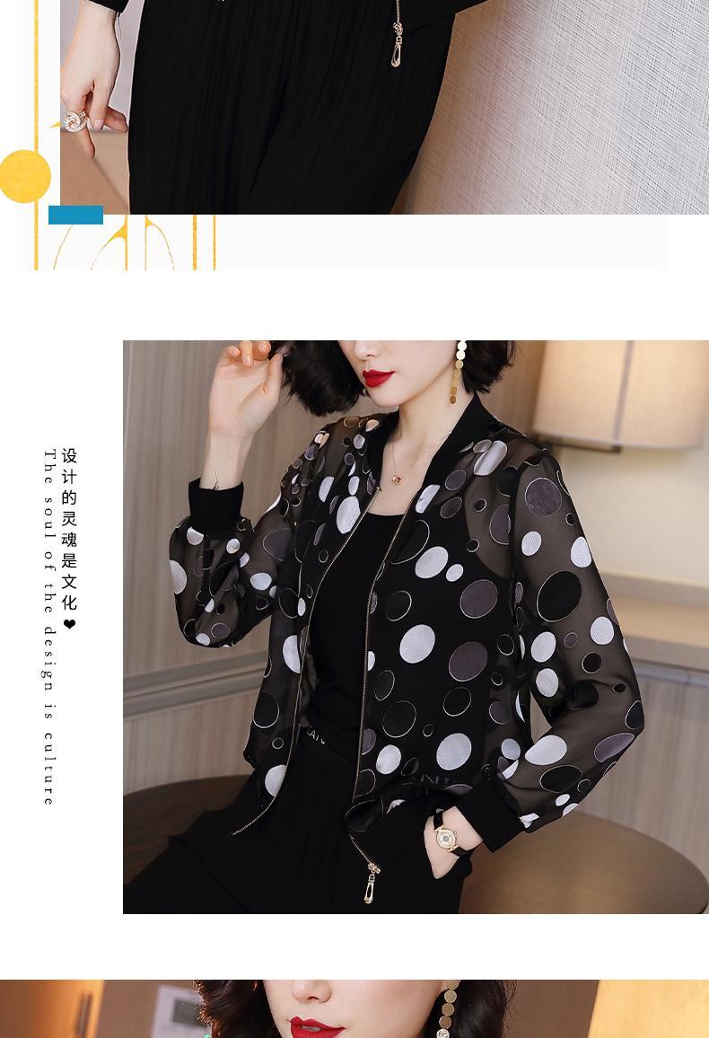 Summer Fashion design womens sunscreen thin chiffon print dotted floral pattern long sleeve baseball jacket coat short casacos MLXLXXL3XL4XL5XL