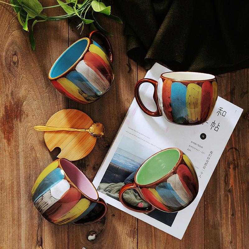 Mugs 2021 Ceramic Water Cup Creative Hand Color Coffee Milk Couple Breakfast Mug With Lid Spoon
Mugs 2021 Ceramic Water Cup Creative Hand Color Coffee Milk Couple Breakfast Mug With Lid Spoon