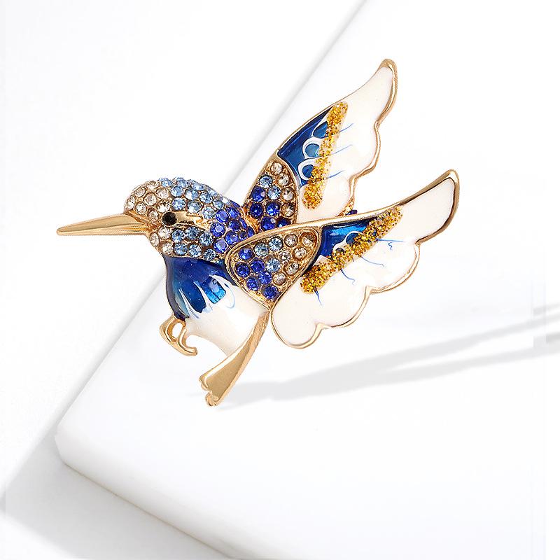 

Pins, Brooches Color Rhinestone Hummingbird Brooch Creative Design Bird Women Party Accessories Gift