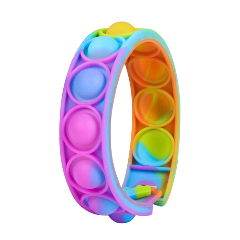 Pop Fidget Reliver Stress Toys Rainbow Bracelet Push Bubble Antistress Adult Children Sensory Toy To Relieve Autism Wristband US Fedex Free