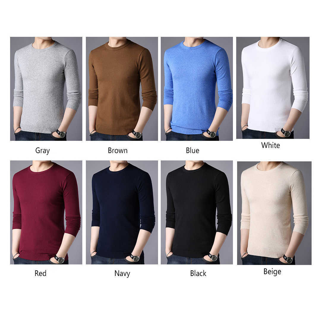 TFETTERS Spring Autumn Knitted Sweater Men Long Sleeve O-Neck Sweater for Man Solid Color Gray Slim Sweaters Oversize M-4XL 210818
