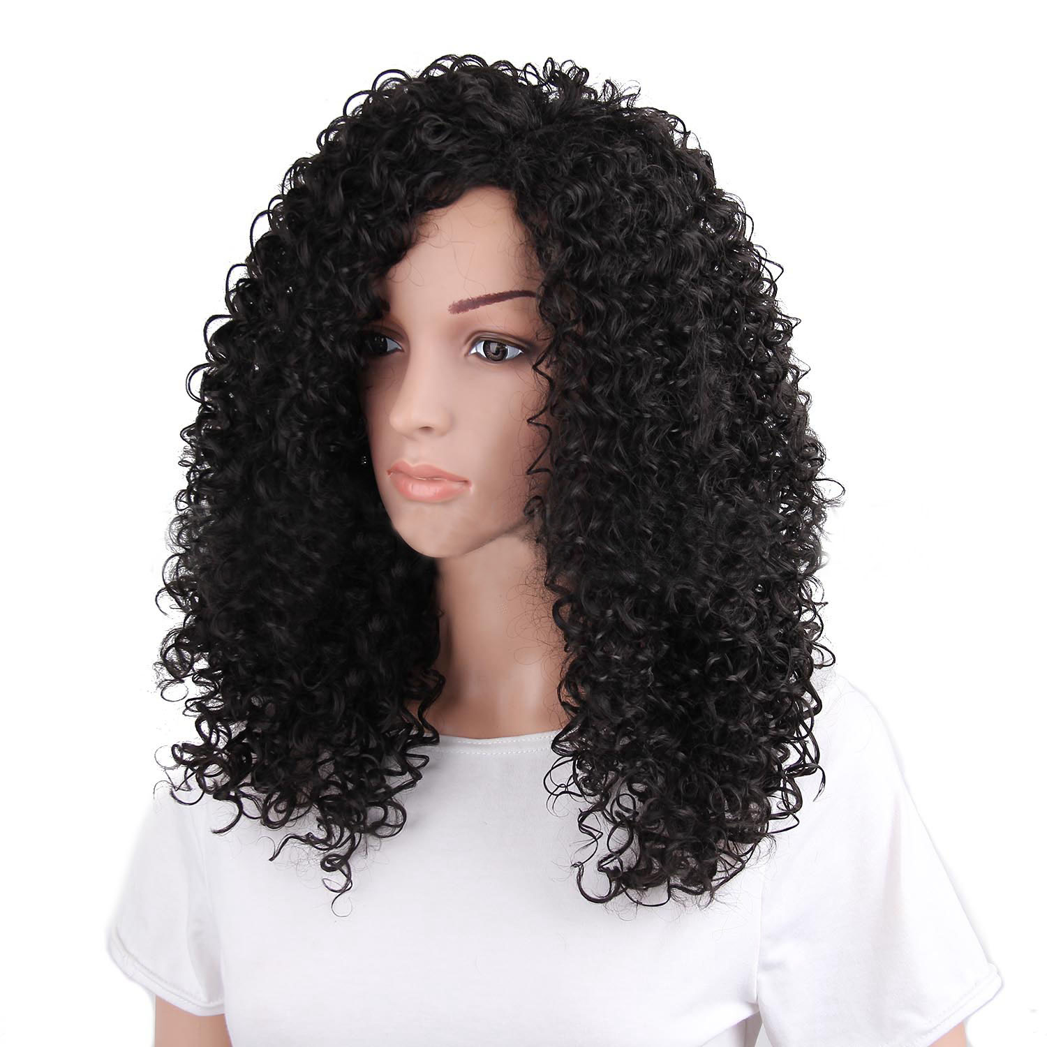 Fashion New Hairstyle Kinky High temperature Fiber wigs Synthetic Wave Hair Medium Long Hair