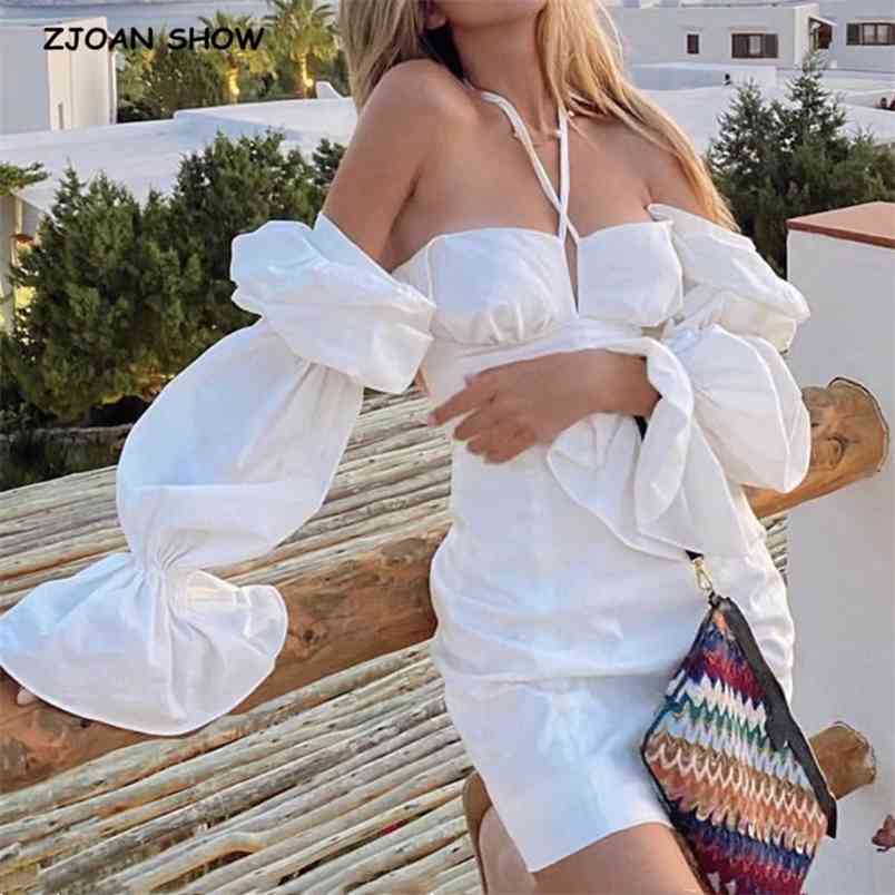 Sexy Long Sheep Leg Sleeve Lacing up Slash Collar Off Shoulder Mini Dress White Women Bodycon Dresses Package hips Holiday 210429
Sexy Long Sheep Leg Sleeve Lacing up Slash Collar Off Shoulder Mini Dress White Women Bodycon Dresses Package hips Holiday 210429