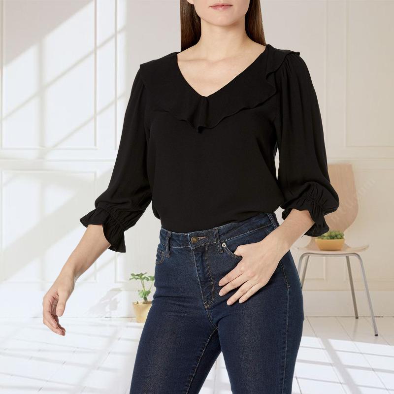 Women's Blouses & Shirts Elegant Ruffle Blouse Autumn Fluid Twill Long Sleeve V-neck Top Office Lady Casual Loose Tops Blusas, White
Women's Blouses & Shirts Elegant Ruffle Blouse Autumn Fluid Twill Long Sleeve V-neck Top Office Lady Casual Loose Tops Blusas, White