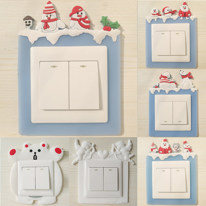1Pcs On-off Protective Cover for Household Christmas Decorations for Switch Outlet Soft Glue 3D Wall Sticker Kid Room Decor