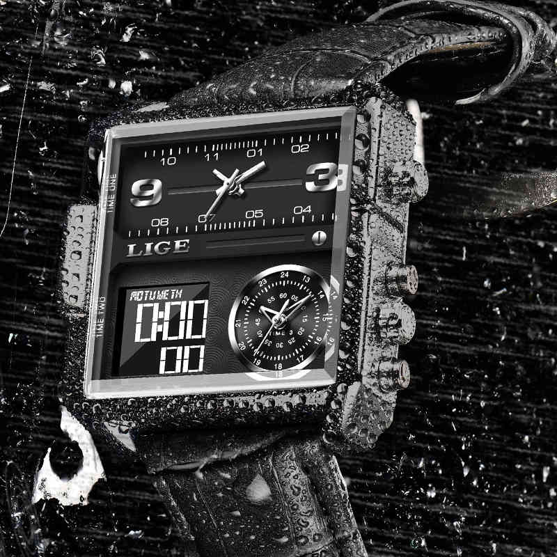 Casual Leather Mens Watches Top Brand Luxury Dual Display Quartz Watch Men Waterproof Week Date Electronic Digital Clock 210517, Leather brown silver
Casual Leather Mens Watches Top Brand Luxury Dual Display Quartz Watch Men Waterproof Week Date Electronic Digital Clock 210517, Leather brown silver