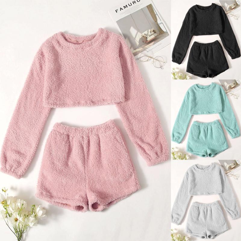 Women's Tracksuits Autumn Winter Thick Short Sets Pajamas Casual Solid Color Long Sleeve Shirts Suits Two Piece Roupas Femininas, Gray
Women's Tracksuits Autumn Winter Thick Short Sets Pajamas Casual Solid Color Long Sleeve Shirts Suits Two Piece Roupas Femininas, Gray