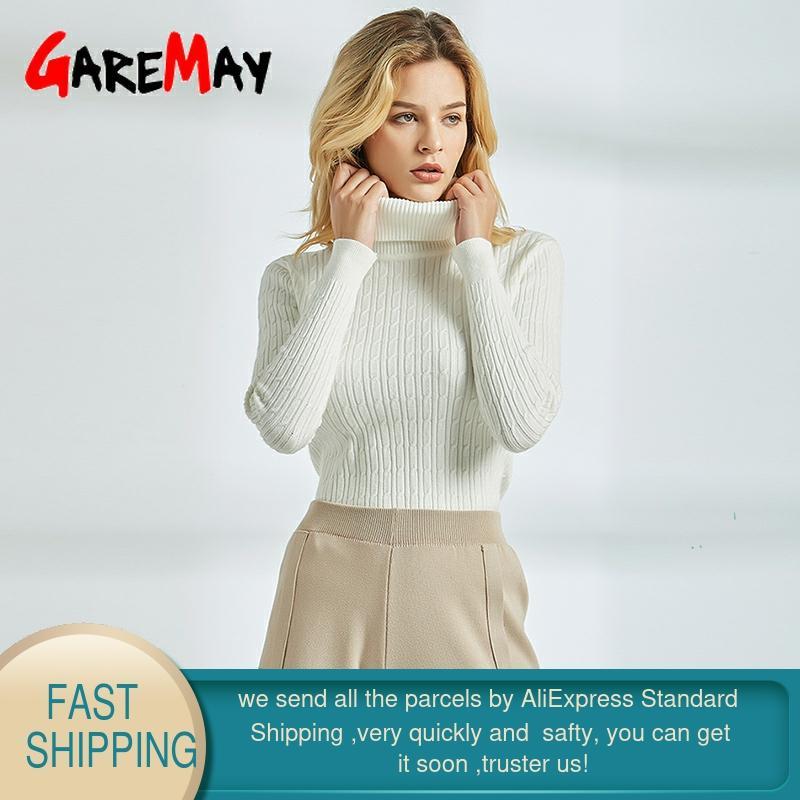 White Knit Sweater Female Turtleneck s for Women Long Sleeve Autumn Winter Jumper Ribbed Classic 210428