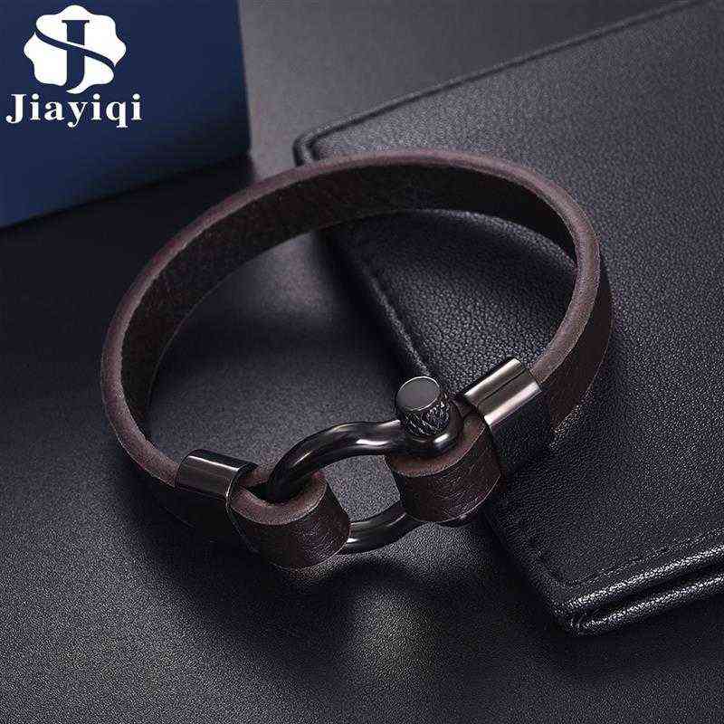 Jiayiqi Men Leather Bracelet Stainless Steel Horseshoe Buckle Casual Bangle 2020 New Fashion & Male Jewelry Gift
Jiayiqi Men Leather Bracelet Stainless Steel Horseshoe Buckle Casual Bangle 2020 New Fashion & Male Jewelry Gift