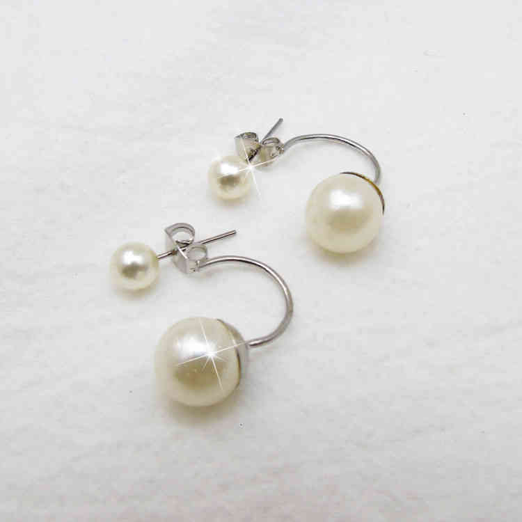 Charms Ear Stud Clip Rings Star Same Size Pearl Temperament Female Korean Jewelry Back Hanging Geometric Dual Purpose
