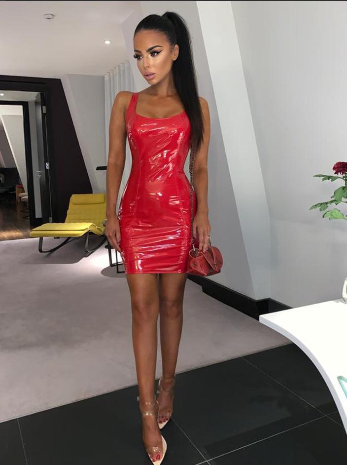 Bright Leather Slim Sleeveless Dress In Summer Of 2021 Two Piece