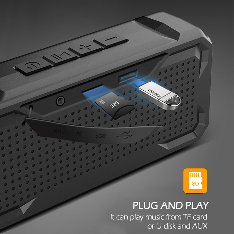 Waterproof Bass Subwoofer Portable Bluetooth Wireless Speaker Stereo Outdoor Loudspeaker With TF Card MP3 Music Play For Phone