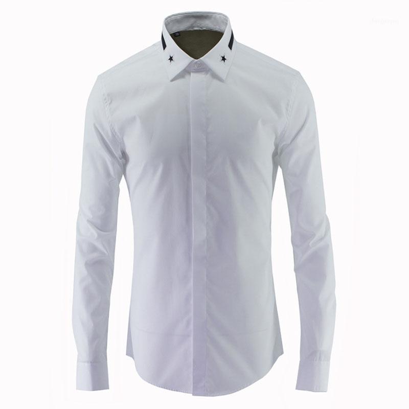Men Black White Formal Bridegroom Dress Shirts Star Embroidery Lapel Collar Spring Long Sleeved Office Work Male Tops Men's
Men Black White Formal Bridegroom Dress Shirts Star Embroidery Lapel Collar Spring Long Sleeved Office Work Male Tops Men's