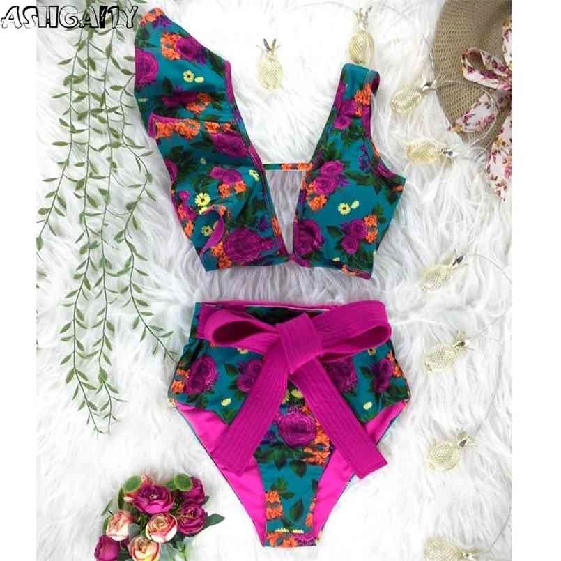 Bikini Floral Ruffled Set Women V-neck High Waist Two Piece Swimsuit Girl Beach Bathing Suit Swimwear Biquinis 210708, Tz21094d
Bikini Floral Ruffled Set Women V-neck High Waist Two Piece Swimsuit Girl Beach Bathing Suit Swimwear Biquinis 210708, Tz21094d