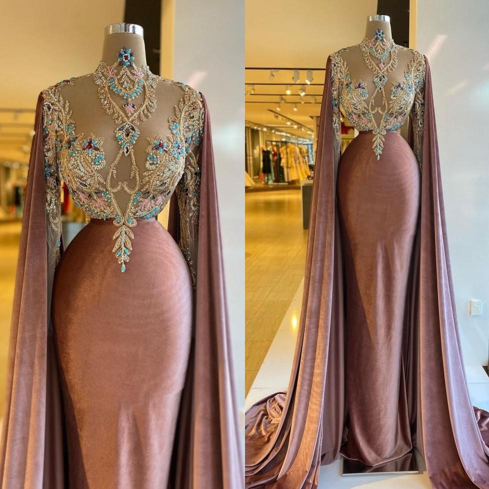 Modest High Neck Mermaid Prom Dress With Cape Long Sleeve Beaded Crystal Evening Gowns Robes De Soirée, Blue
Modest High Neck Mermaid Prom Dress With Cape Long Sleeve Beaded Crystal Evening Gowns Robes De Soirée, Blue