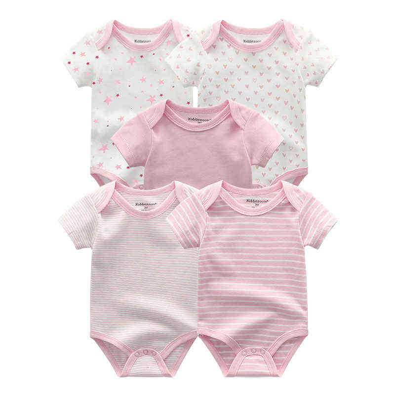 born Boy Clothes 5Pcs Star Print Infant Bodysuit Casual Baby Girl Summer Jumpsuits Set Kids Baby's Costumes ropa para bebes 211101