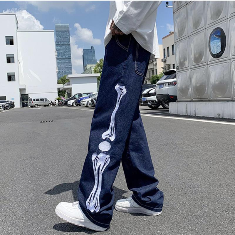 Men' Jeans Y2k Blue Skeleton 2021 Autumn Zipper Washed Casual Straight-leg Pants Vintage Skeletons Wide Leg Denim Trousers
Men' Jeans Y2k Blue Skeleton 2021 Autumn Zipper Washed Casual Straight-leg Pants Vintage Skeletons Wide Leg Denim Trousers
