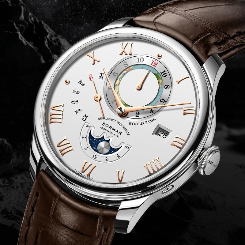 Wristwatches Switzerland BORMAN Automatic Mechanical Men's Watches Waterproof Sapphire Moon Phase Multi-function Leather BM3537, Item 4
Wristwatches Switzerland BORMAN Automatic Mechanical Men's Watches Waterproof Sapphire Moon Phase Multi-function Leather BM3537, Item 4