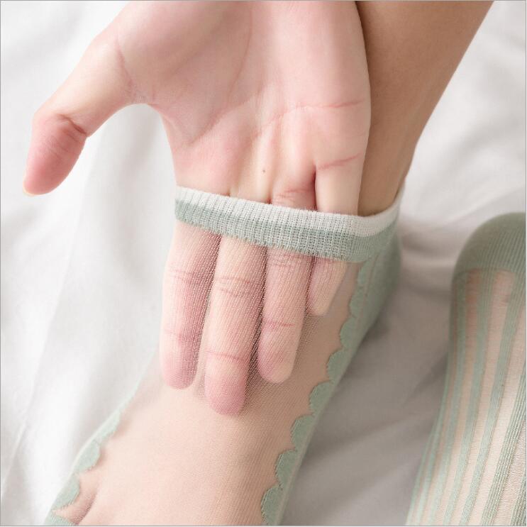 o sale Spring/Summer Cassie Crystal Glass Wire women's socks & Hosiery FLW062a fashion lady gift Sweat-absorbent and breathable Thin section Stoc