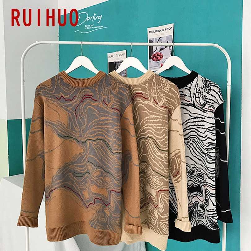 RUIHUO Contour Knit Sweater Men Clothing Fashion Harajuku Sweaters Pullover Mens Sweater For Men Korean Clothes M-5XL 211008