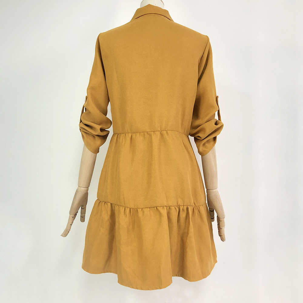 Shirt Dress Long Sleeve Women Clothing Autumn Winter Dress Button Turn-down Collar Ladies A-line Mini Party Dress Vestidos 210630