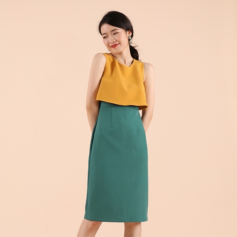 Casual Sleeveless Tank Dress Contrast Color False Two Piece ladies Night Club Party 210608, Yellow
Casual Sleeveless Tank Dress Contrast Color False Two Piece ladies Night Club Party 210608, Yellow