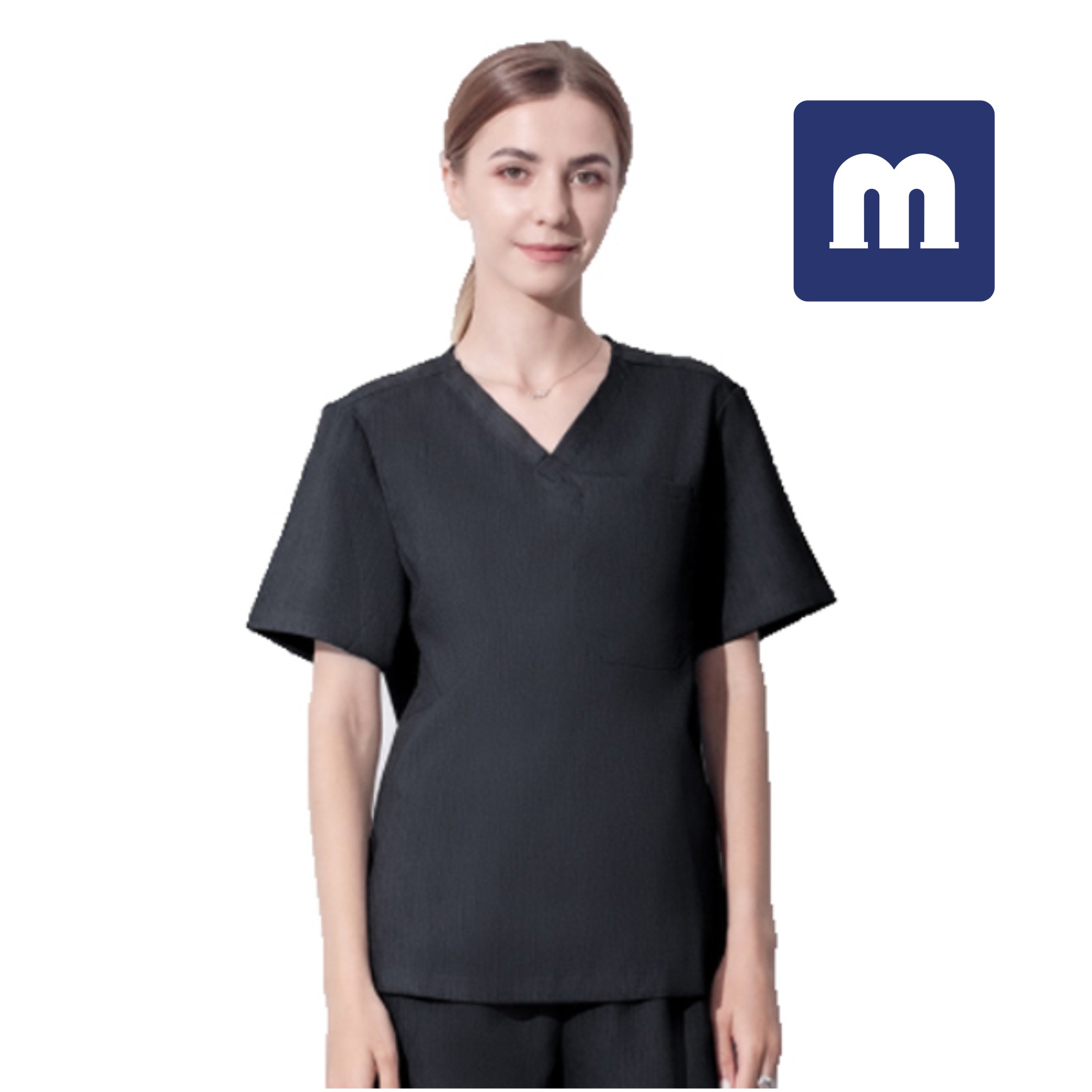 Medigo-052 Two-Pocket Mandarin Collar Scrubs Top+pants for Women & Relaxed Fit, Super Soft Stretch, Anti-Wrinkle Medical Scrubs hospital Uniform shirt