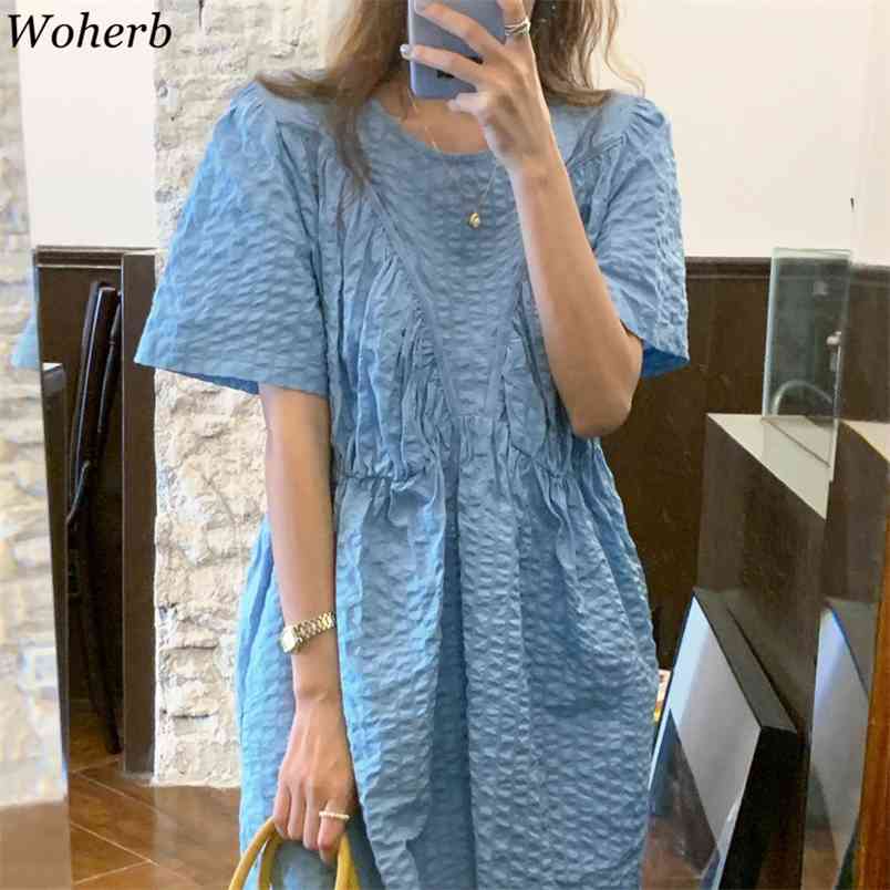 Summer Pleated Maxi Dress for Women Korean Robe O Neck Loose Vestidos Mujer Short Sleeve Elegant Temperament Dresses 210519, White
Summer Pleated Maxi Dress for Women Korean Robe O Neck Loose Vestidos Mujer Short Sleeve Elegant Temperament Dresses 210519, White