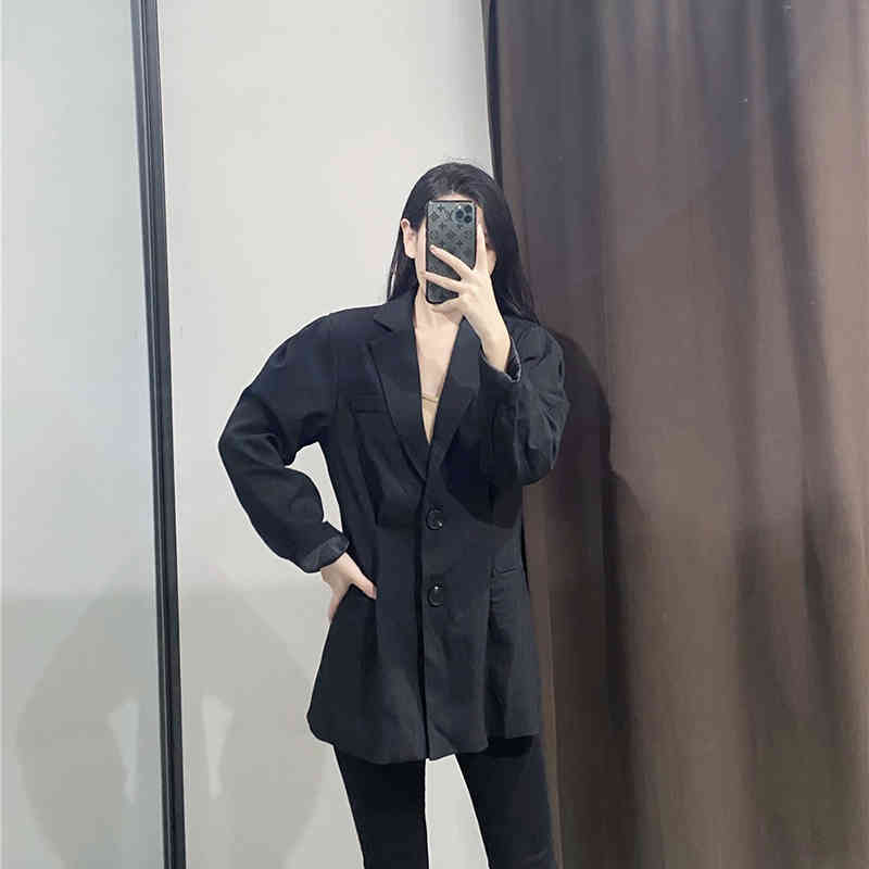 Spring And Autumn Women' European American Loose Sleeves Fashion Suit Jacket Back Folding Waist 210521, Black
Spring And Autumn Women' European American Loose Sleeves Fashion Suit Jacket Back Folding Waist 210521, Black