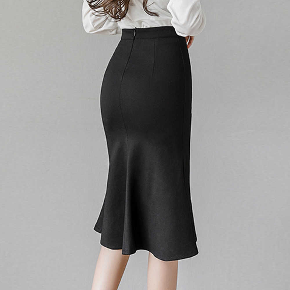 Women's Skirts Fashion Plus Size Midi Elastic Bodycon Package Hip Skirt For Women Elegant Office Mermaid 210619